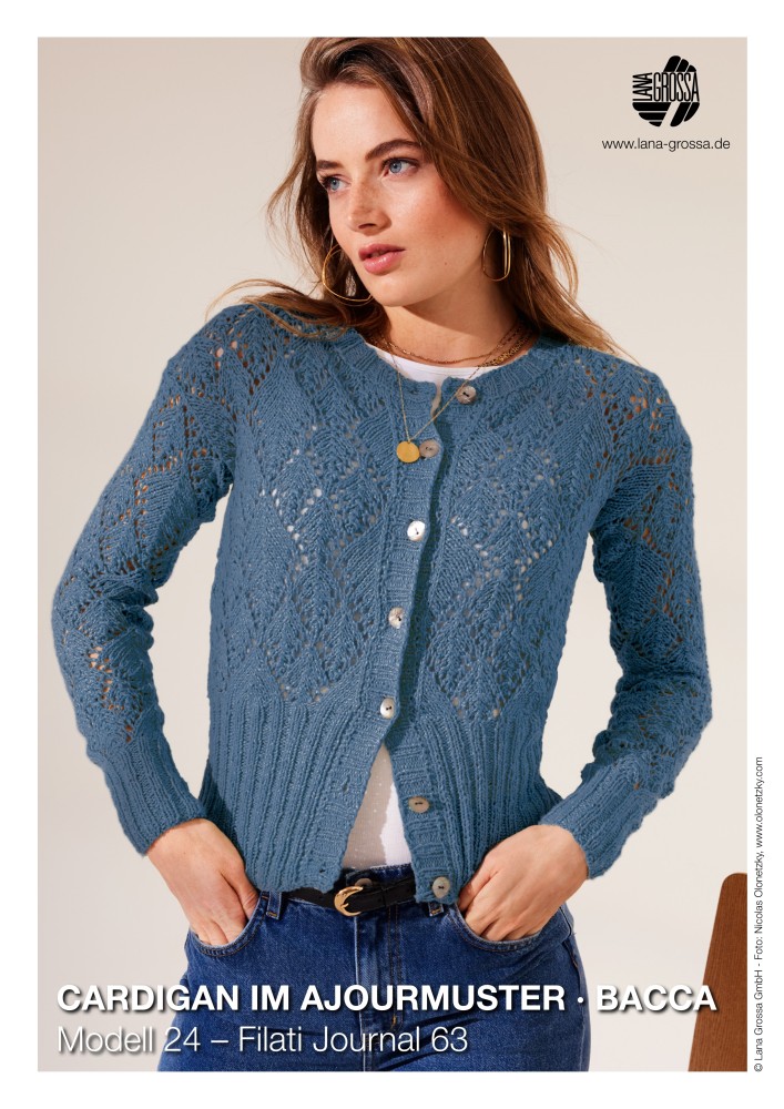 Lana Grossa Strickanleitung Gratis Cardigan Im Ajourmuster Bacca