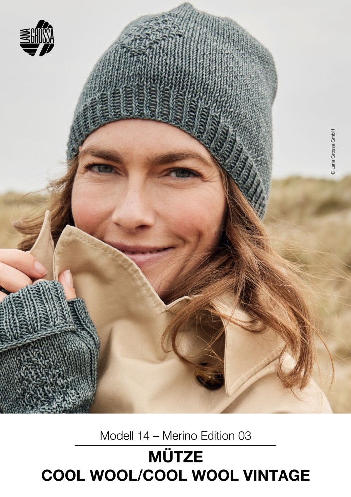 Lana Grossa Strickanleitung gratis Mütze (Cool Wool) | Woolanda