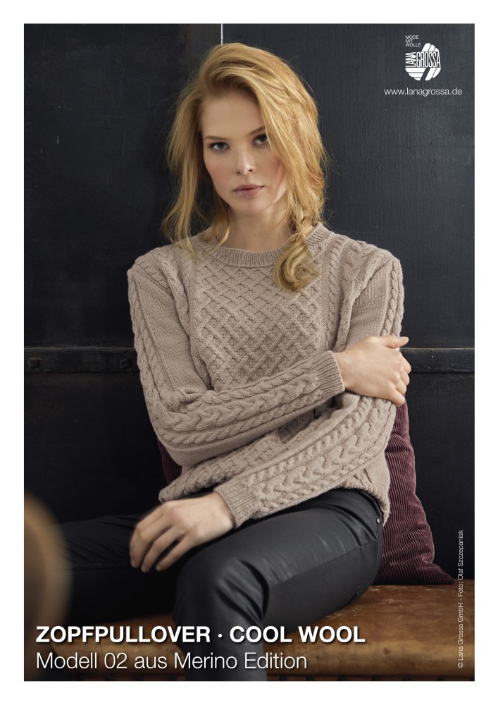 Lana Grossa Strickanleitung Gratis Zopfpullover Cool Wool Woolanda